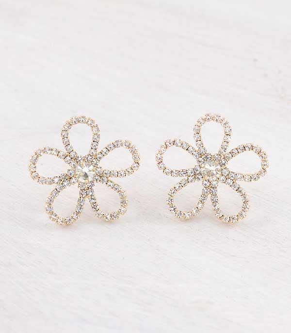 EARRINGS :: POST EARRINGS :: Wholesale Rhinestone Flower Earrings