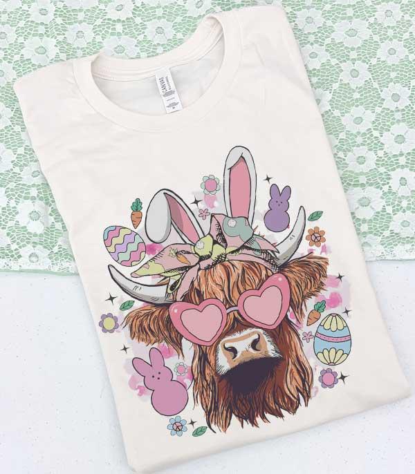 <font color=green>SPRING</font> :: Wholesale Easter Cow Graphic Tshirt