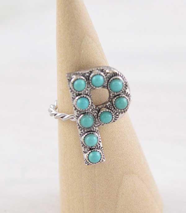 New Arrival :: Wholesale Tipi Brand Turquoise Initial Ring