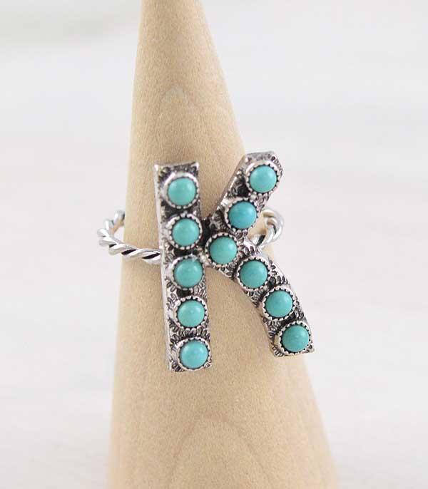 New Arrival :: Wholesale Tipi Brand Turquoise Initial Ring