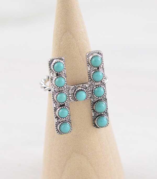 New Arrival :: Wholesale Tipi Brand Turquoise Initial Ring