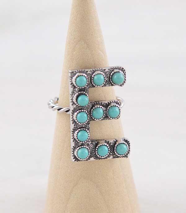 New Arrival :: Wholesale Tipi Brand Turquoise Initial Ring