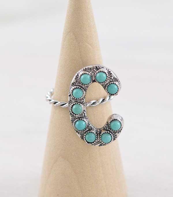 New Arrival :: Wholesale Tipi Brand Turquoise Initial Ring