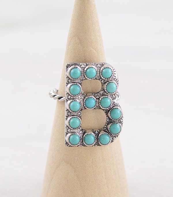 New Arrival :: Wholesale Tipi Brand Turquoise Initial Ring