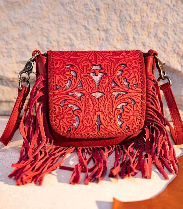 WHAT'S NEW :: Wholesale Genuine Leather Tooled Fringe Crossbody 