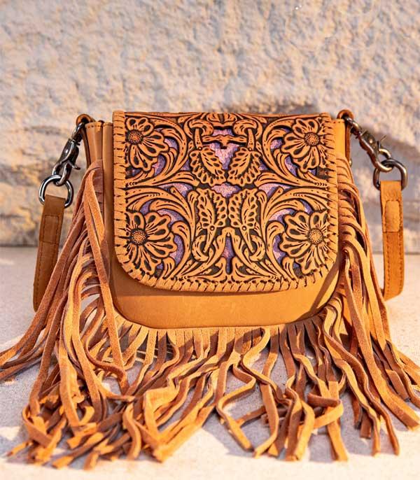 WHAT'S NEW :: Wholesale Genuine Leather Tooled Fringe Crossbody 