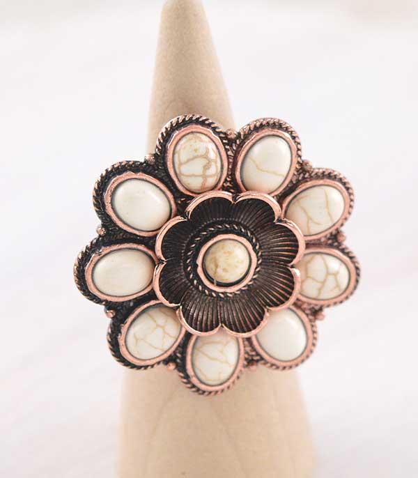 New Arrival :: Wholesale Tipi Western Turquoise Flower Ring