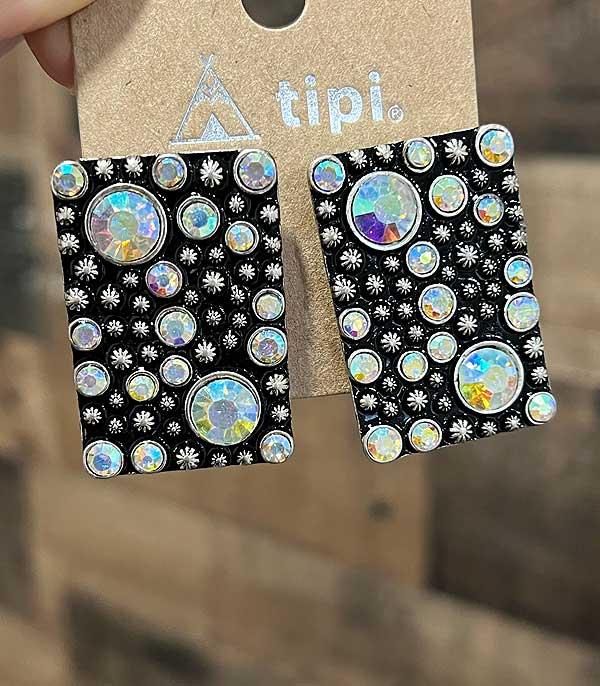 New Arrival :: Wholesale Tipi Western Glass Stone Earrings
