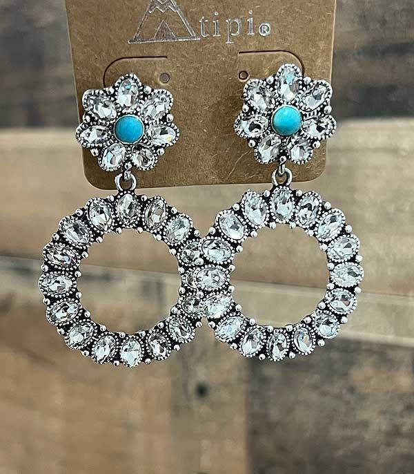 New Arrival :: Wholesale Tipi Glass Stone Flower Earrings
