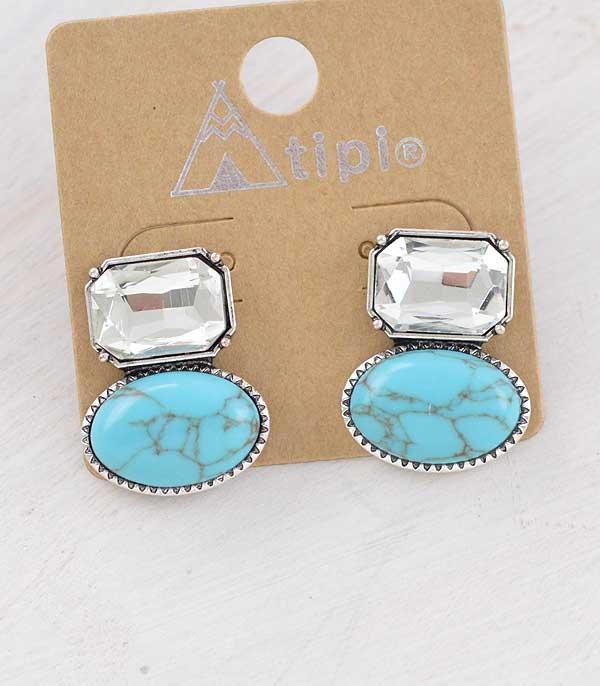 New Arrival :: Wholesale Tipi Brand Western Glass Stone Earrings