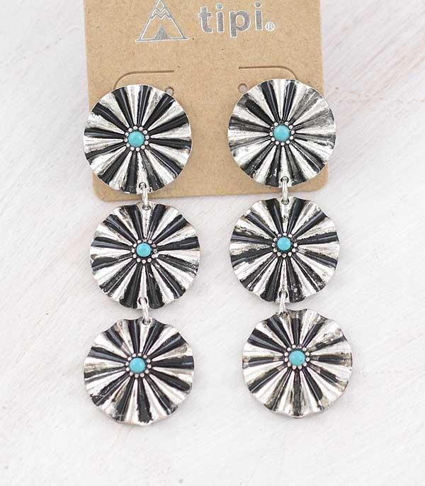 New Arrival :: Wholesale Western Concho Drop Earrings