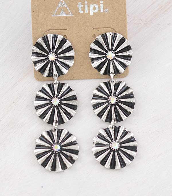 EARRINGS :: WESTERN POST EARRINGS :: Wholesale Western Concho Drop Earrings