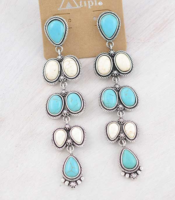 New Arrival :: Wholesale Western Turquoise Statement Earrings