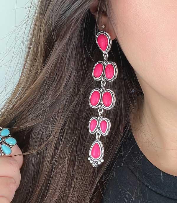 New Arrival :: Wholesale Western Fuchsia Color Stone Earrings