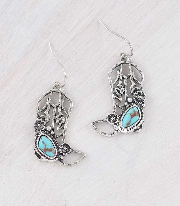 New Arrival :: Wholesale Western Turquoise Cowboy Boots Earrings