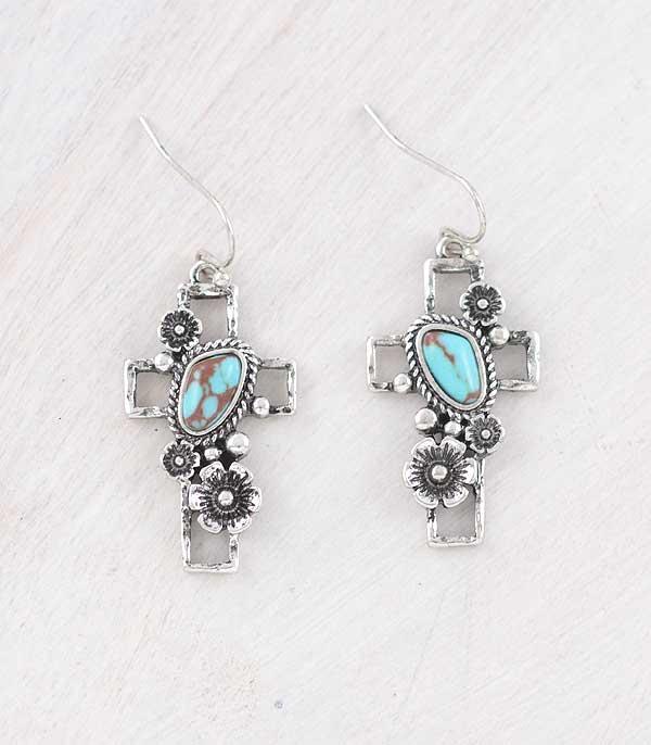 New Arrival :: Wholesale Turquoise Cross Earrings
