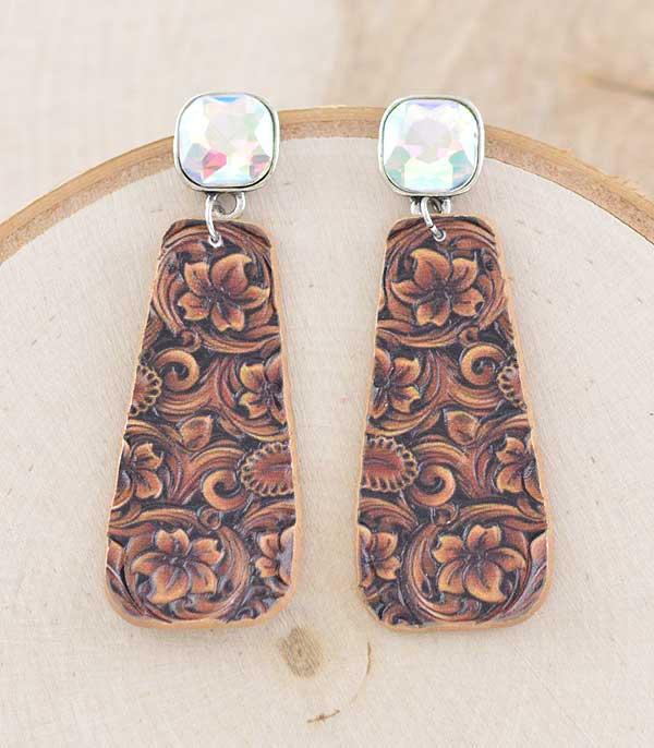 New Arrival :: Wholesale Western Floral Glass Stone Earrings