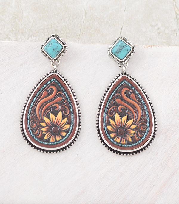 WHAT'S NEW :: Wholesale Western Sunflower Teardrop Earrings