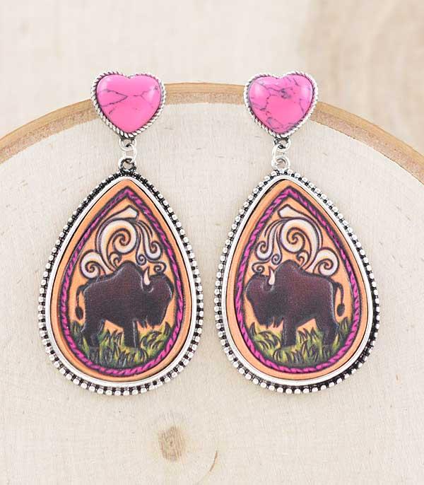 New Arrival :: Wholesale Western Buffalo Teardrop Earrings