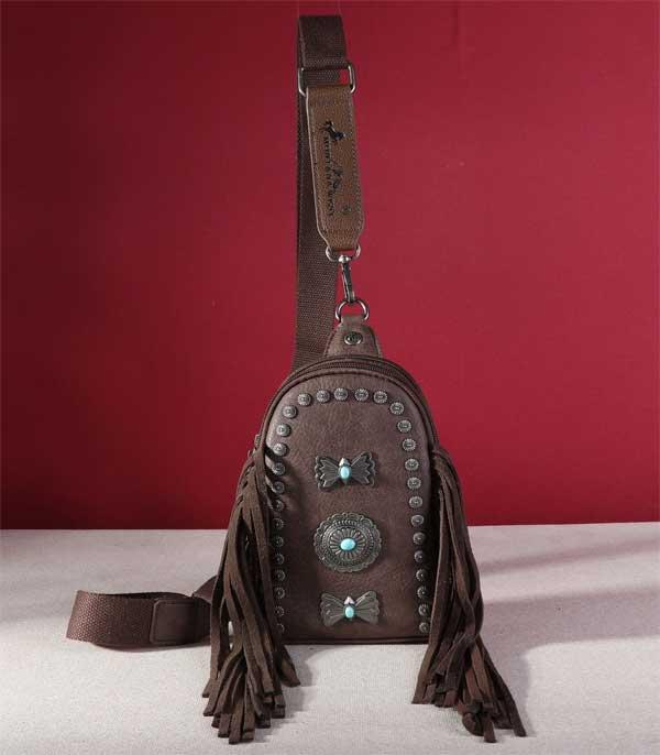 MONTANAWEST BAGS :: WESTERN PURSES :: Wholesale Mariposa Concho Fringe Sling Bag