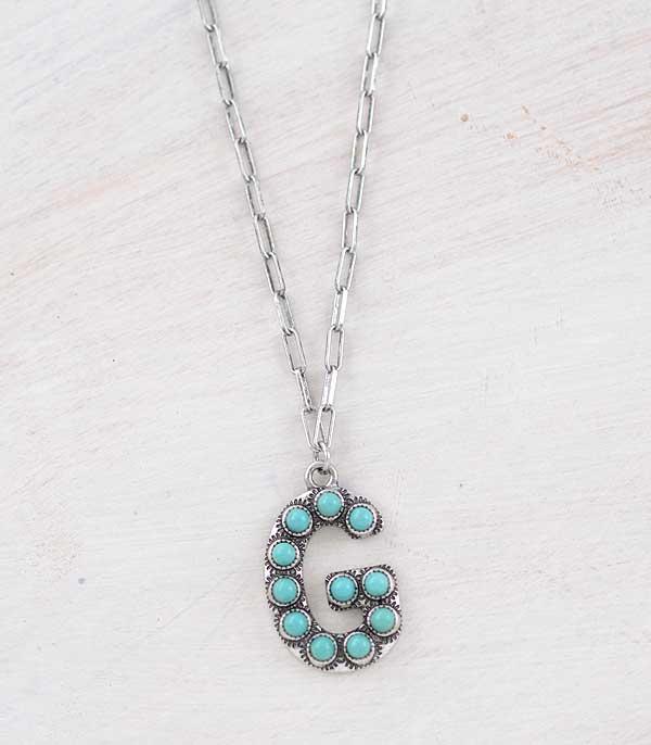 New Arrival :: Wholesale Turquoise Initial Pendant Necklace