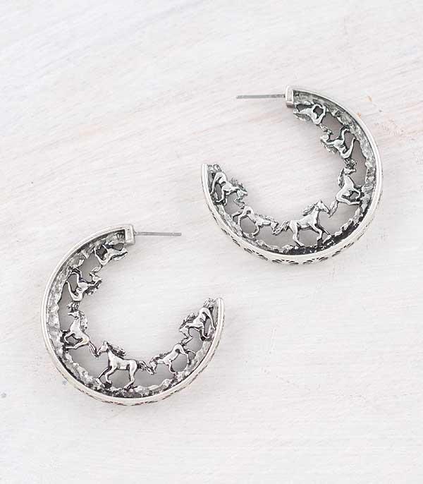 New Arrival :: Wholesale Western Horse Hoop Earrings