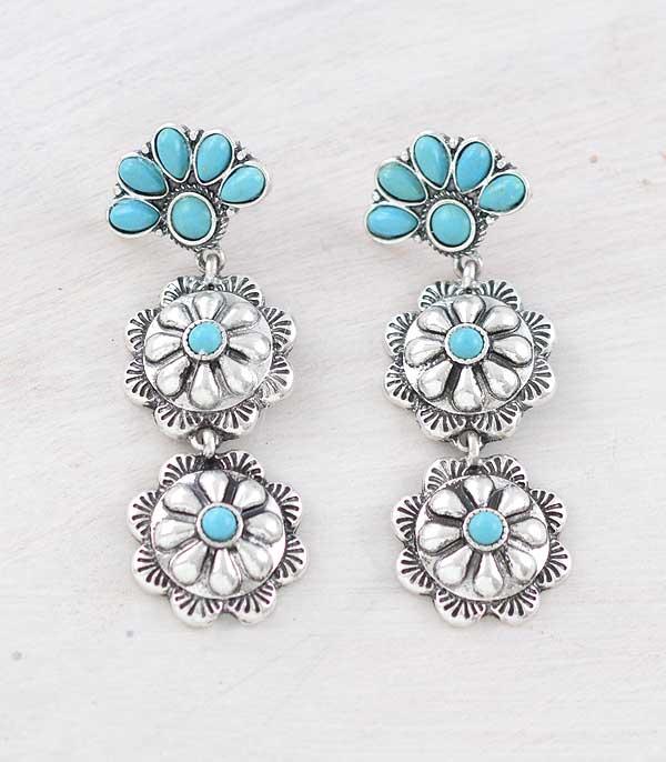 EARRINGS :: WESTERN POST EARRINGS :: Wholesale Western Turquoise Concho Earrings