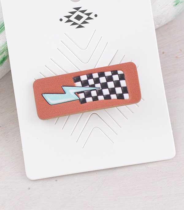 HATS I HAIR ACC :: HAIR ACCESSORIES :: Wholesale Western Checkered Bolt Hair Clip