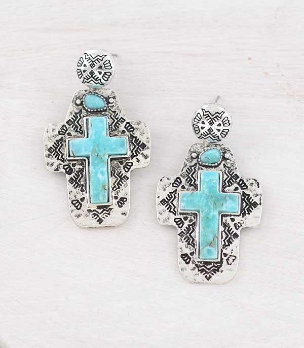 WHAT'S NEW :: Wholesale Western Turquoise Cross Earrings