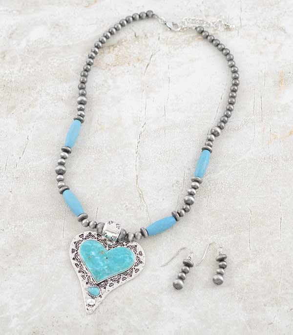 New Arrival :: Wholesale Western Turquoise Heart Necklace Set