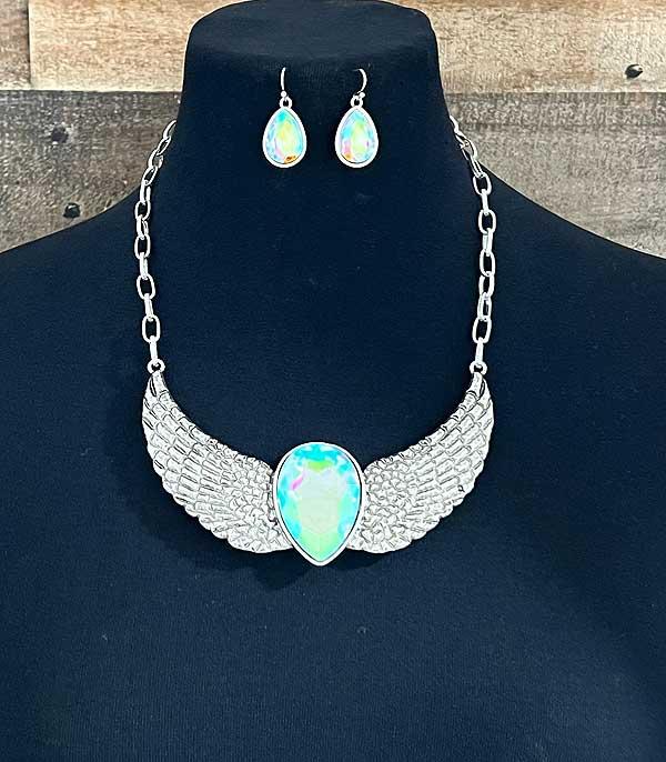 New Arrival :: Wholesale Western Glass Stone Wing Necklace Set