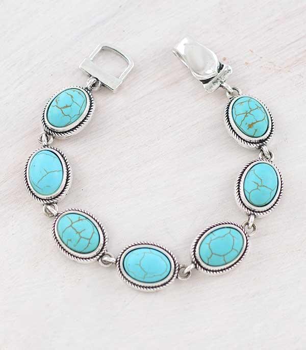 BRACELETS :: LINK :: Wholesale Tipi Brand Turquoise Oval Link Bracelet