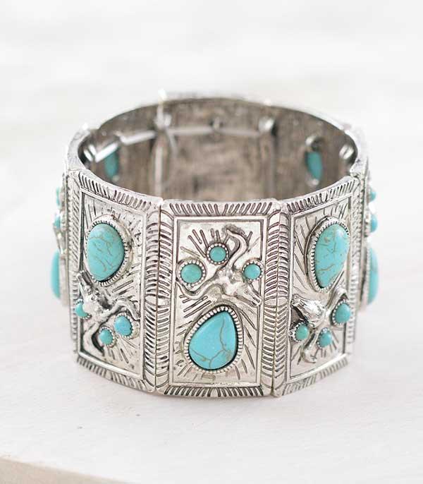 BRACELETS :: STRETCH :: Wholesale Western Turquoise Concho Bracelet