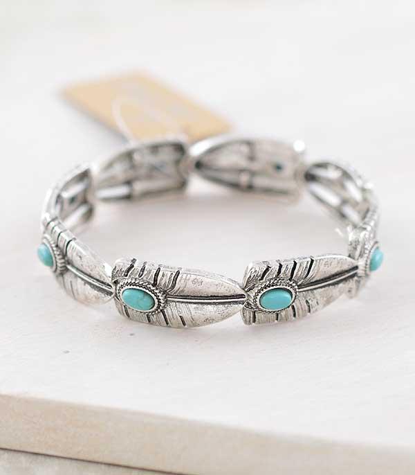 New Arrival :: Wholesale Western Turquoise Feather Bracelet