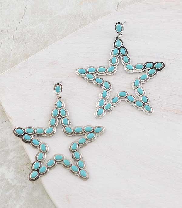 New Arrival :: Wholesale Western Turquoise Large Star Earrings