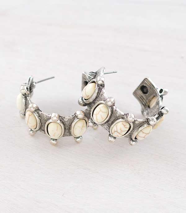 New Arrival :: Wholesale Western Stone Hoop Earrings