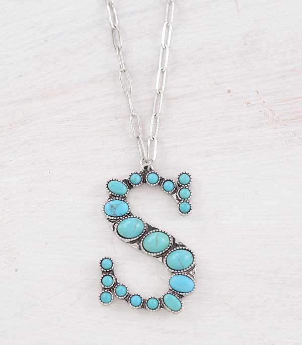 New Arrival :: Wholesale Tipi Brand Turquoise Initial Necklace