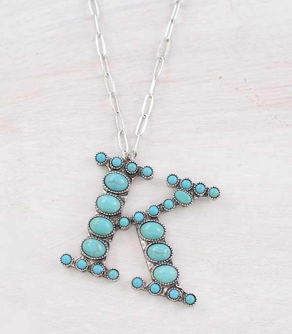 New Arrival :: Wholesale Tipi Brand Turquoise Initial Necklace