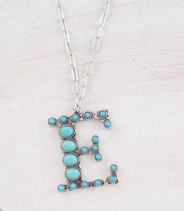 INITIAL JEWELRY :: NECKLACES | RINGS :: Wholesale Tipi Brand Turquoise Initial Necklace