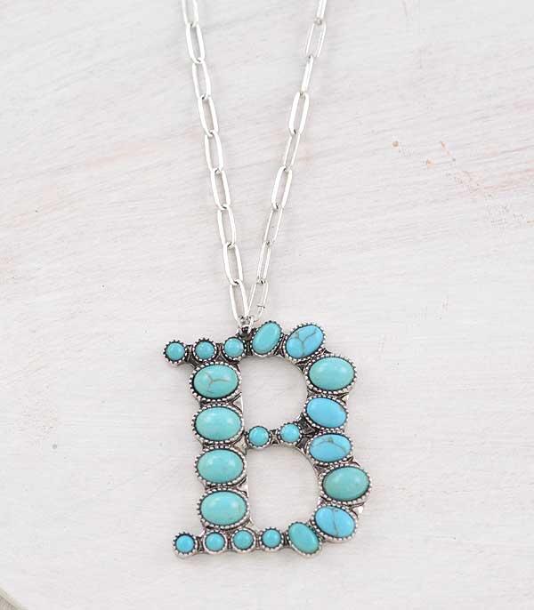 New Arrival :: Wholesale Tipi Brand Turquoise Initial Necklace