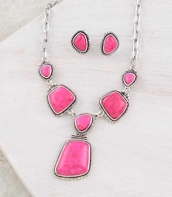 NECKLACES :: WESTERN TREND :: Wholesale Western Pink Stone Necklace Set