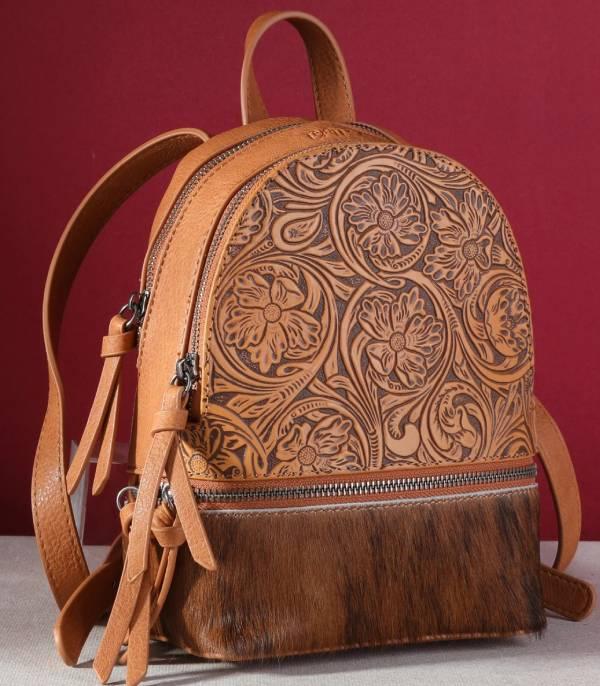 MONTANAWEST BAGS :: TRINITY RANCH BAGS :: Wholesale Trinity Ranch Cowhide Tooling Backpack