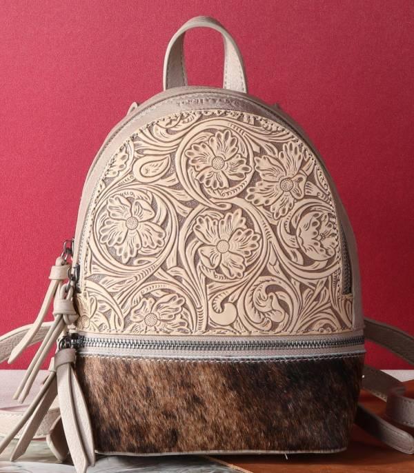 New Arrival :: Wholesale Trinity Ranch Cowhide Tooling Backpack