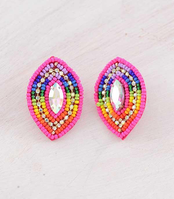 New Arrival :: Wholesale Glass Stone Navajo Bead Earrings