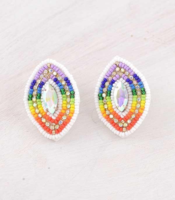 New Arrival :: Wholesale Glass Stone Navajo Bead Earrings