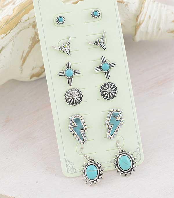 New Arrival :: Wholesale Western Turquoise Earrings Set