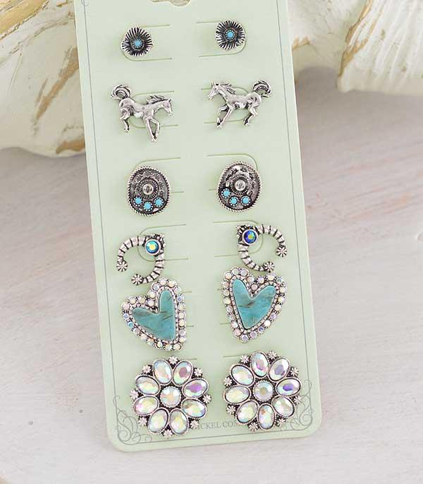 EARRINGS :: WESTERN POST EARRINGS :: Wholesale Western Turquoise Earrings Set