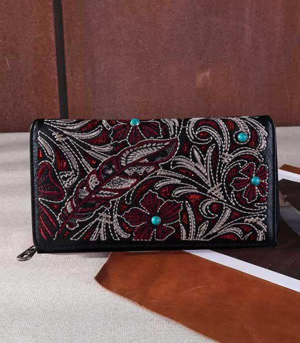 MONTANAWEST BAGS :: MENS WALLETS I SMALL ACCESSORIES :: Wholesale Montana West Feather Floral Wallet