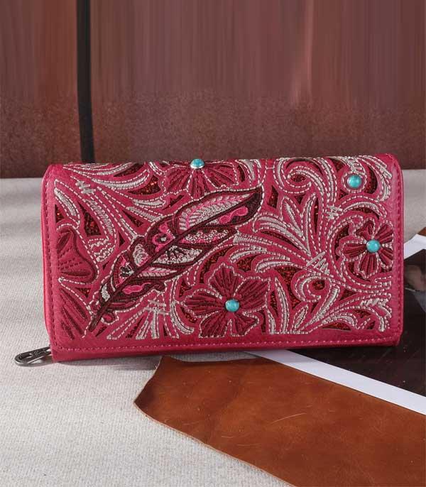 MONTANAWEST BAGS :: WALLETS I SMALL ACCESSORIES :: Wholesale Montana West Feather Floral Wallet