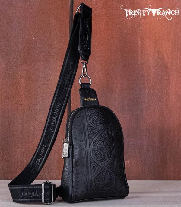 New Arrival :: Wholesale Trinity Ranch Floral Tooled Sling Bag